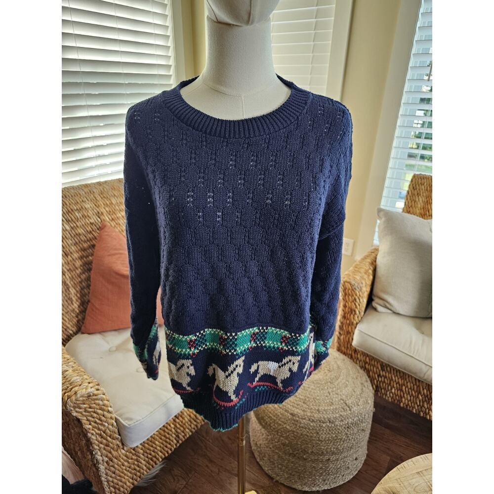 Worthington Vintage Rocking Horse Sweater Women’s‎ Size S Made in USA